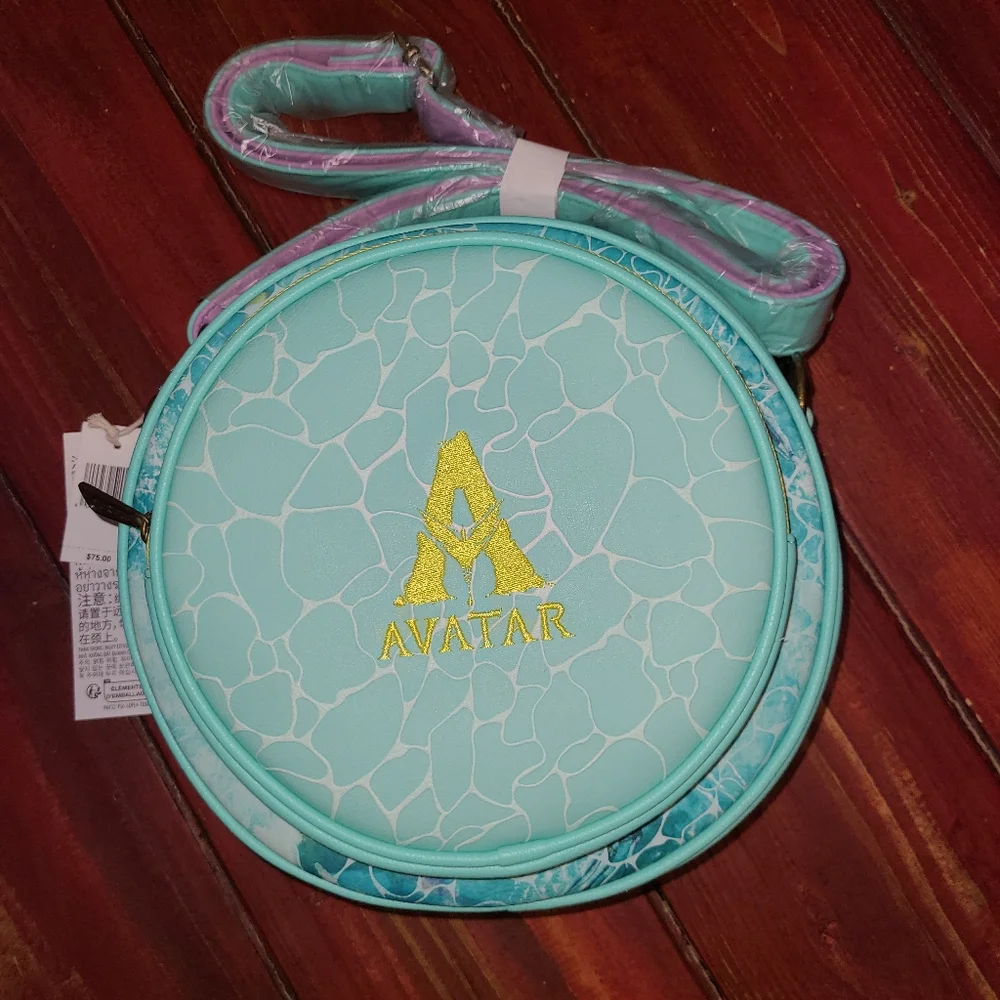 Loungefly Avatar Round Aqua Crossbody Bag with Gold Logo